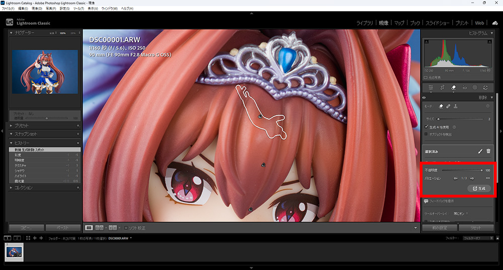 Lightroomでホコリや汚れを消す手順