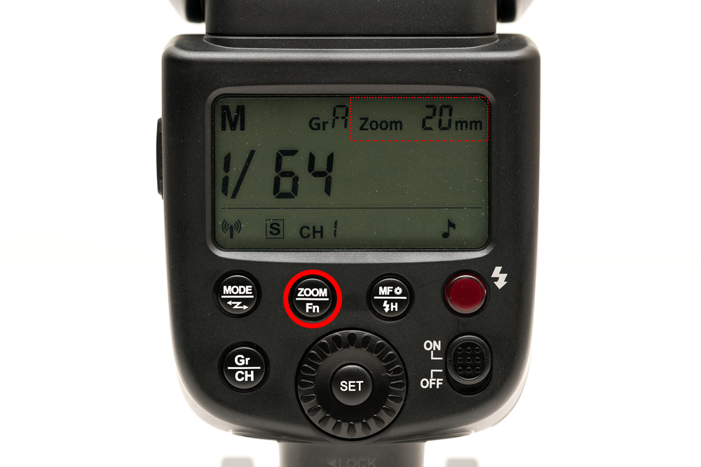 TT600の「照射範囲（ZOOM）」の設定